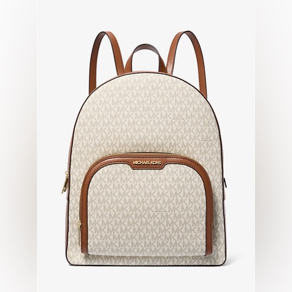 Michael Kors Jaycee Large Logo Backpack. Color : Vanilla - Picture 1 of 8
